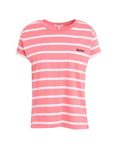 Barbour Woman T-shirt Salmon Pink Size 4 Cotton