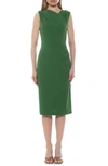 Alexia Admor Diane Asymmetric Sleeveless Midi Sheath Dress In Sage