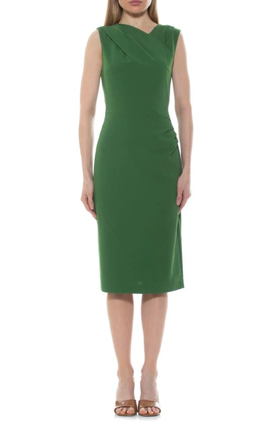 Alexia Admor Diane Asymmetric Sleeveless Midi Sheath Dress In Sage
