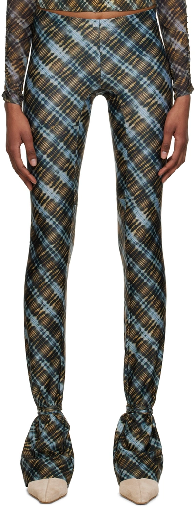 Knwls High-waisted Check Trousers In Bleach Plaid