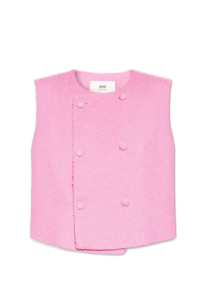 Ami Alexandre Mattiussi Textured Crop Top In Pink