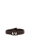 Valentino Garavani Vlogo Signature Leather Bracelet In Brown