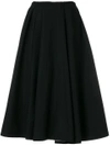 Rochas High-waisted Full Midi Skirt In Black