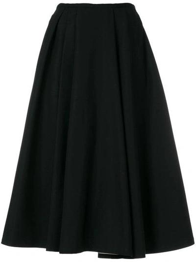 Rochas High-waisted Full Midi Skirt In Black