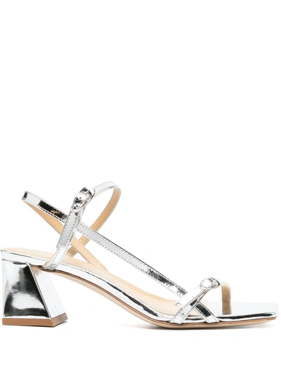 Aeyde Greta 55 Leather Sandals In Silver