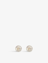 Jimmy Choo Debossed-logo Pearl Earrings In Gold/white