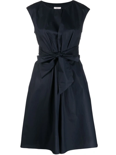 Woolrich Tie-waist Midi Dress In Melton Blue