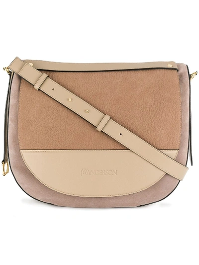 Jw Anderson Moon Suede And Leather Shoulder Bag In Neutrals
