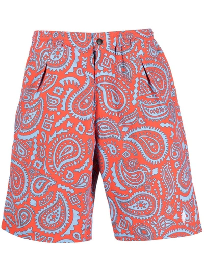 Marcelo Burlon County Of Milan Paisley-print Swim Shorts In Red