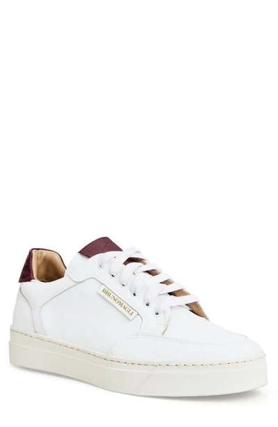 Bruno Magli Men's Severo Leather Court Low-top Sneakers In White/ Bordo