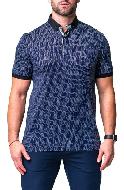 Maceoo Men's Mozart Geometric Polo Shirt In Blue