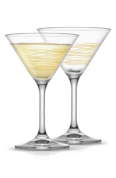 Joyjolt Set Of 2 Gold Royale Crystal Martini Glass In Clear/ Gold