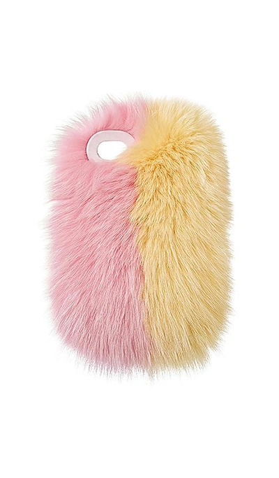 Charlotte Simone Phone Fluff Faux Fur Iphone 7/8 Case In Yellow