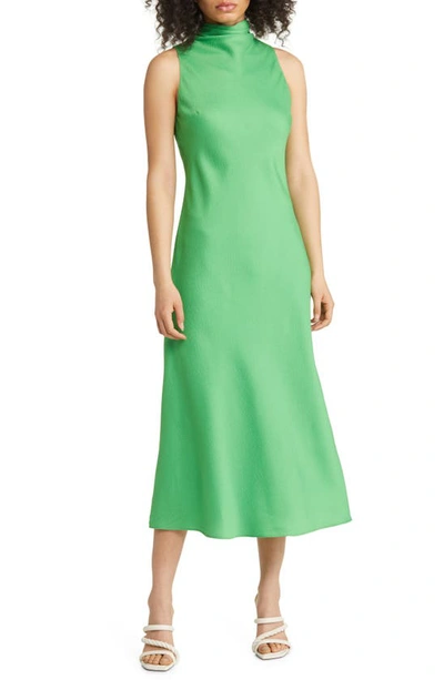 Ted Baker Eleanar Tied Cowl-neck Recycled-polyester Midi Dress In Green