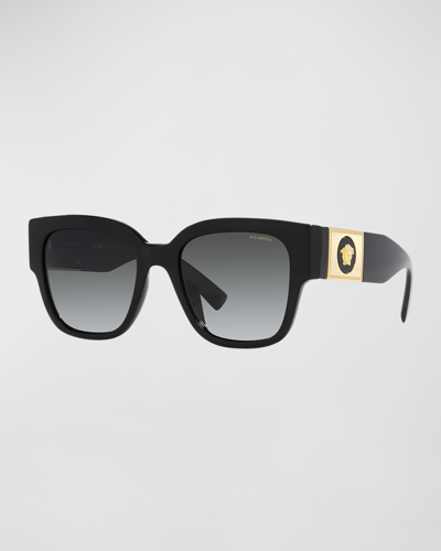 Versace Medusa Gradient Square Acetate Sunglasses In Black Polarized