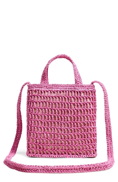 Madewell The Small Transport Straw Crossbody In Retro Pink