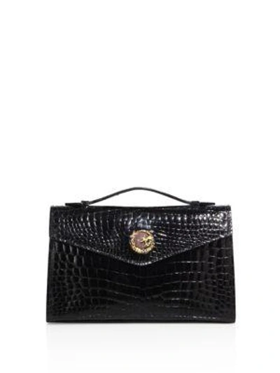 Ethan K K22 Crocodile Top-handle Bag In Black Shiny
