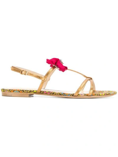 Etro Ruched Detail Flat Sandals In Multicolour