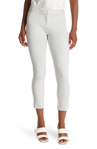 Amanda & Chelsea Amanda And Chelsea Striped Skinny Leg Ponte Pants In Grey/white