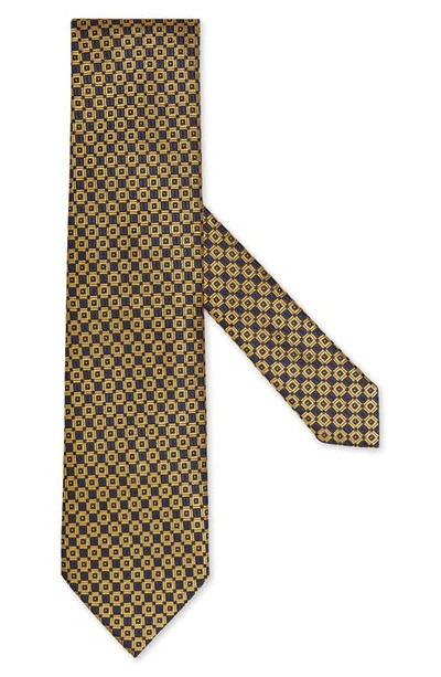 Zegna Geometric-print Silk Tie In Medium Yellow