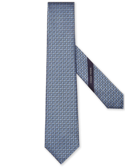 Zegna Graphic-print Silk Tie In Light Blue