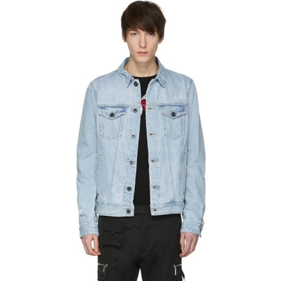 Diesel Black Gold Blue Distressed Denim Jacket In 01 Blue