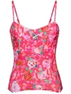 Amir Slama Floral Print Bikini Top In Pink