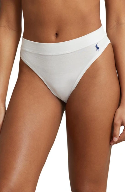 Polo Ralph Lauren High Leg Briefs In White Cloud