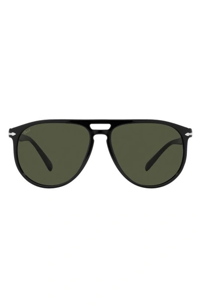 Persol Pilot Sunglasses, 58mm In Black/green Solid