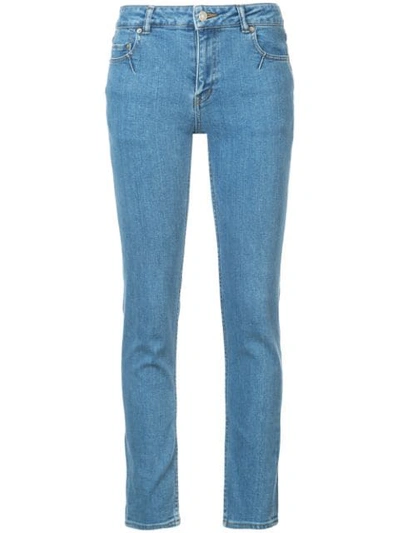 Julien David Woven Skinny Jeans In Blue
