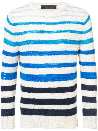 The Elder Statesman Skyline Stripe Sweater In Blue