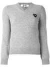 Comme Des Garçons Play Embroidered Heart Jumper In Grey