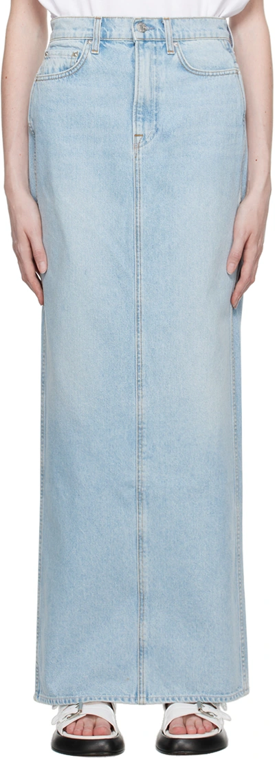 Grlfrnd Amara Denim Maxi Skirt In Blue