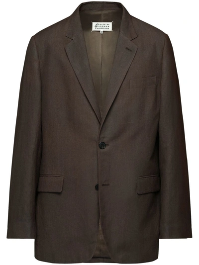 Maison Margiela Single-breasted Blazer In Brown