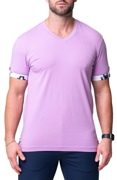 Maceoo Vivaldi Solid Peace Purple V-neck T-shirt