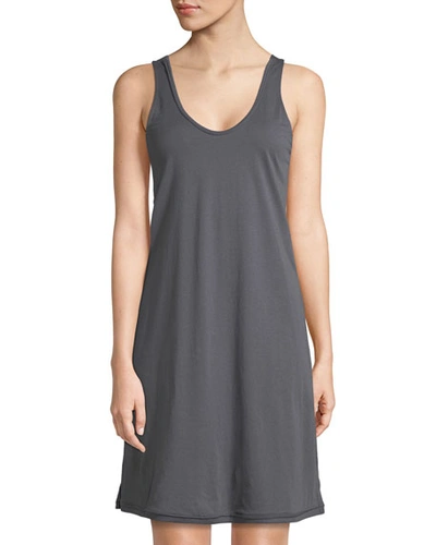 Skin Olympia Scoop-neck Chemise In Dark Gray