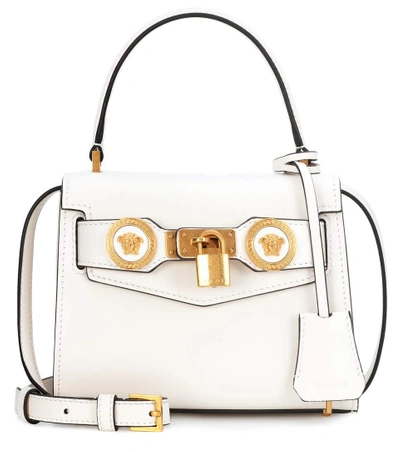 Versace Small Icon Leather Tote In White