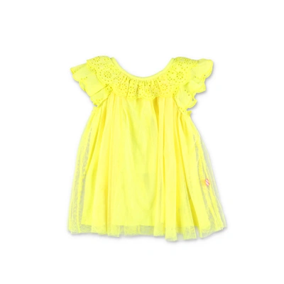 Billieblush Yellow Tulle Baby Girl  Dress With Buttom In Giallo