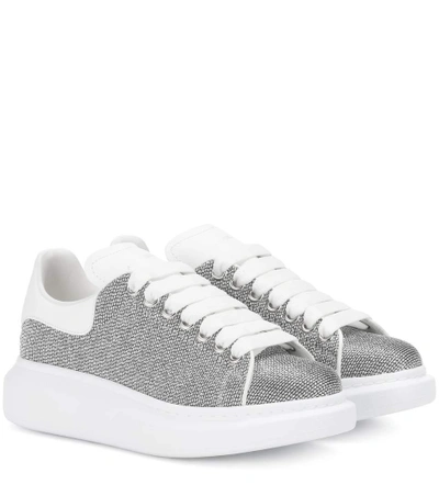 Alexander Mcqueen Glitter Platform Sneakers In 8113 Silver