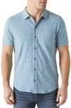 Lucky Brand Short Sleeve Button-up Shirt In Aegean Blue