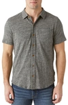 Lucky Brand Short Sleeve Button-up Shirt In Heather Grey