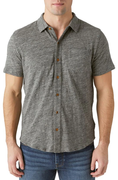 Lucky Brand Short Sleeve Button-up Shirt In Heather Grey