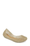 Mini Melissa Kids' Campana Zigzag Flat In Light Gold