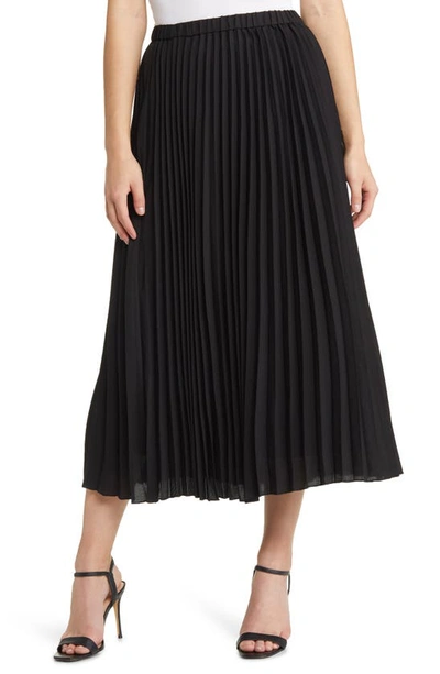 Anne Klein Pull-on Pleated Skirt In Black