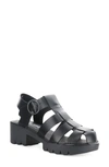 Fly London Emme Platform Fisherman Sandal In Black/black Bridle
