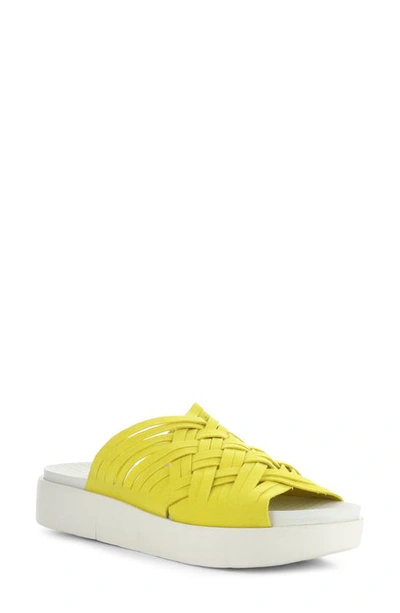 Bos. & Co. Rised Strappy Slide Sandal In Yellow Nabucco