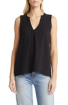 Bobeau Rudy Inverted Pleat Sleeveless Blouse In Black