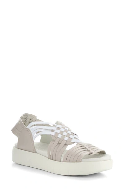 Bos. & Co. Rizer Strappy Platform Sandal In Beige/ White Leader