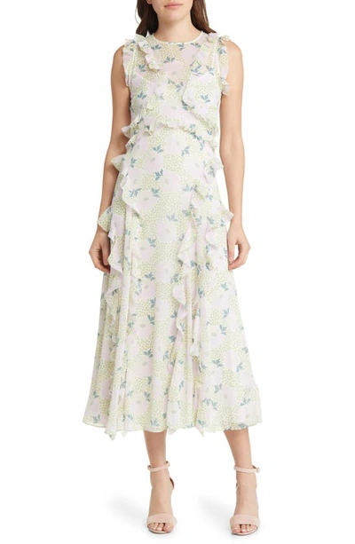 Ted Baker Calinia Floral Print Ruffle Dress In Lilac