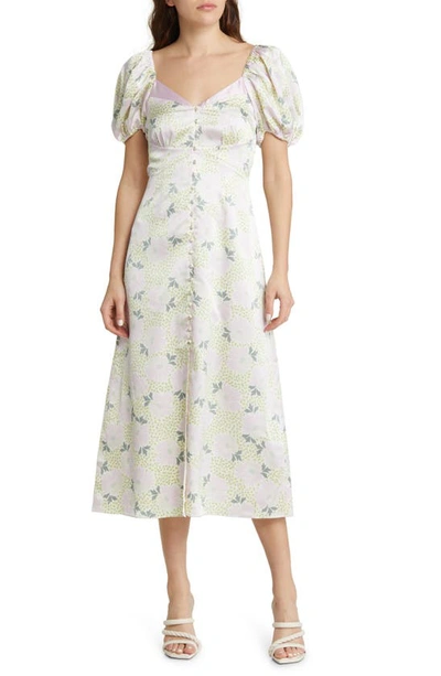 Ted Baker Ledaah Floral Puff Sleeve Midi Dress In Lilac